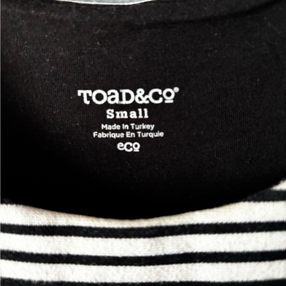 Toad & Co Striped Tank Dress Stretch Knit Sleeveless Black White Size S - Picture 12 of 12